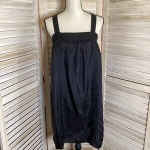 Vintage Y2K Velvet Brand Black 100% Silk Pinafore Shift Mini Dress S 4